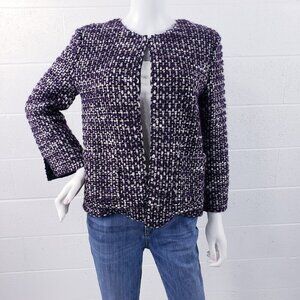 St. John Couture Purple Tweed Blazer Jacket‎ Wool Mohair Alpaca Women's Size 4